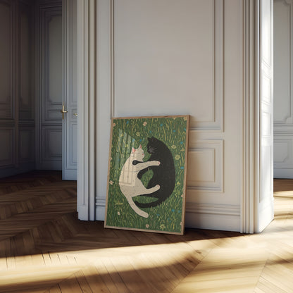 Póster de tiernos compañeros felinos