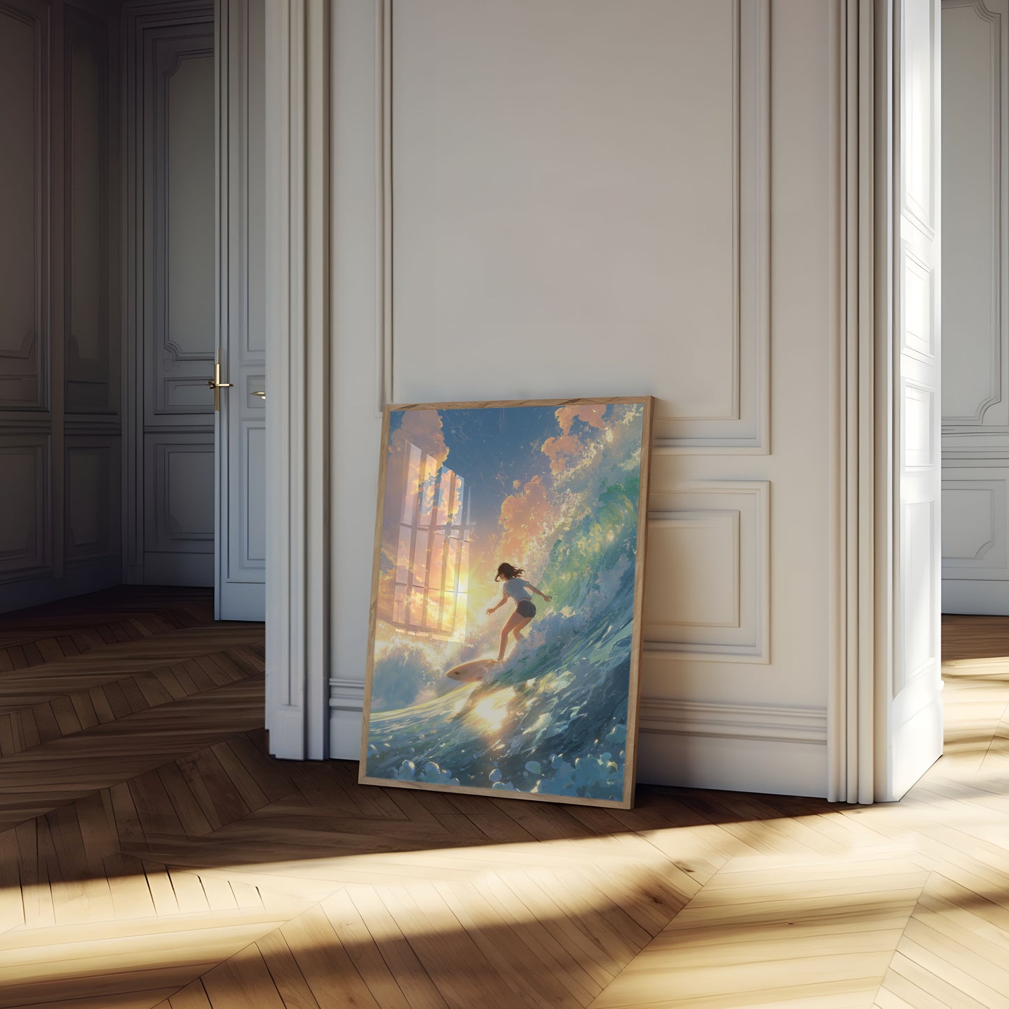 Sunset Surf Wave Rider Poster