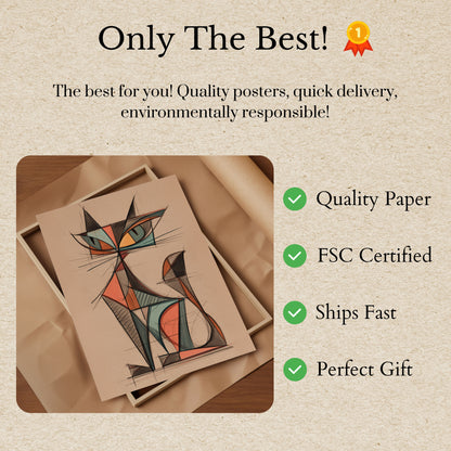 Geometric Cubist Cat Poster