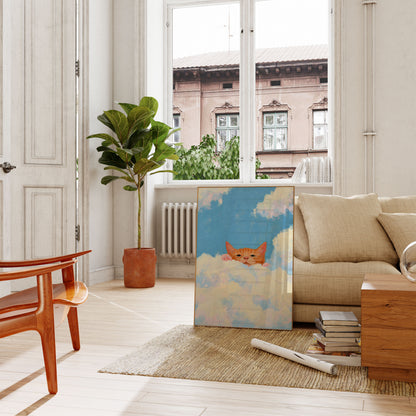 Orange Cat in the Clouds Poster