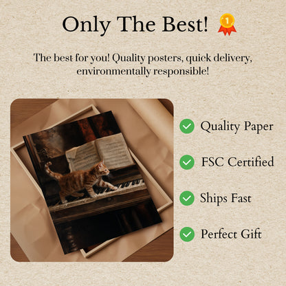 Musical Cat on Piano Poster