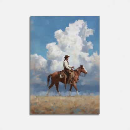 Cowboy-Reiter am wolkigen Horizont Poster