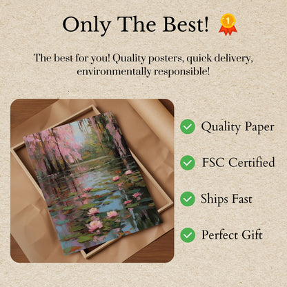 Rosa Näckrosor Trädgård Affisch