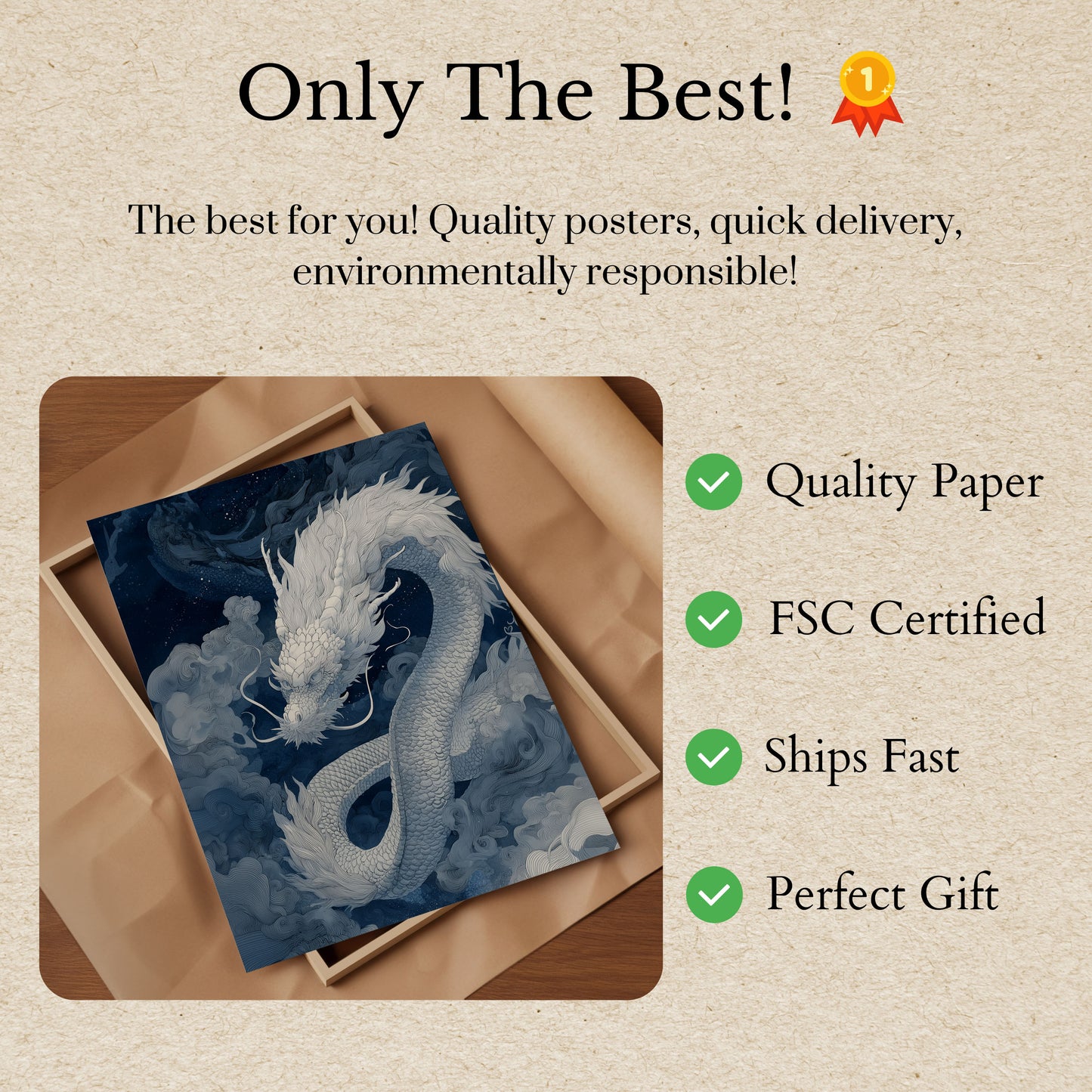 Celestial White Dragon Poster