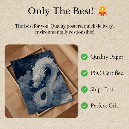 Celestial White Dragon Poster