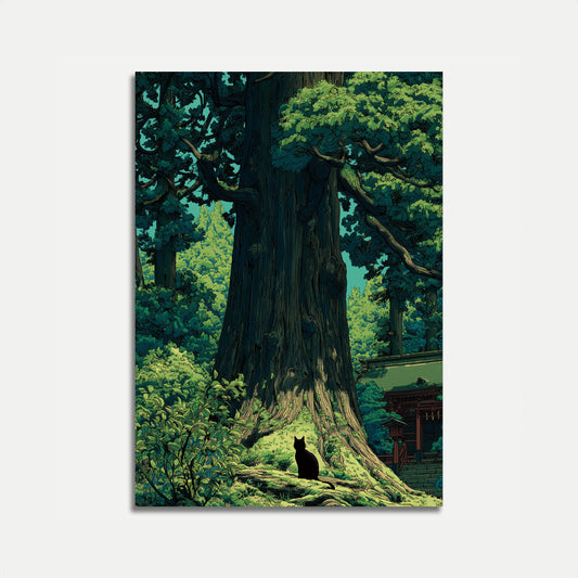 Schwarze Katze Alter Tempel Plakat