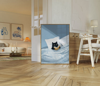 Cozy Reading Cat Poster