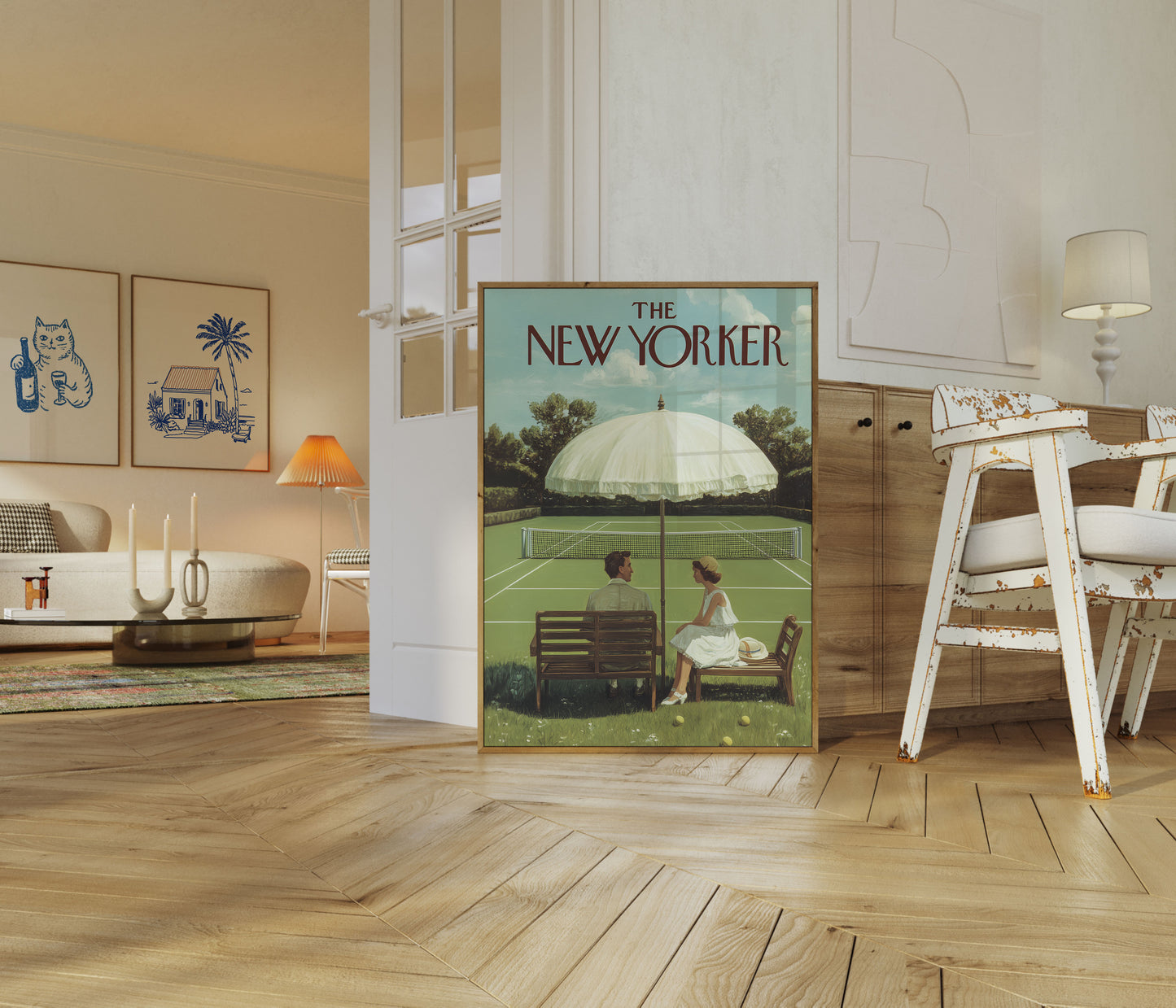 Vintage Tennis Court New Yorker Poster