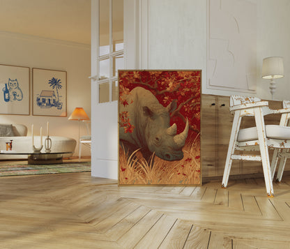 Autumn Rhino Wildlife Poster
