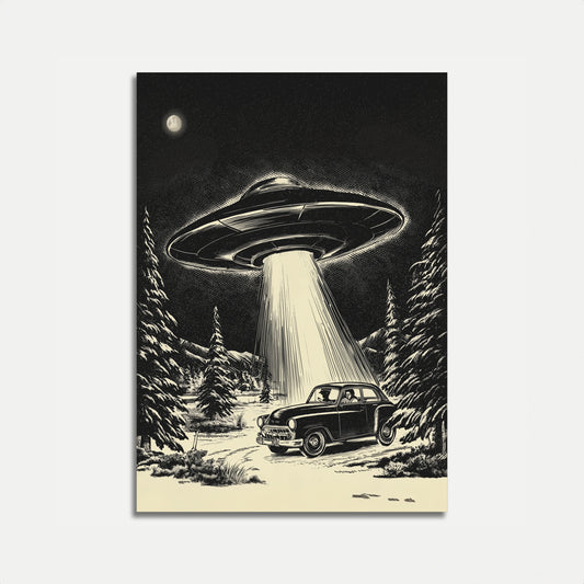 Midnight UFO Forest Encounter Poster