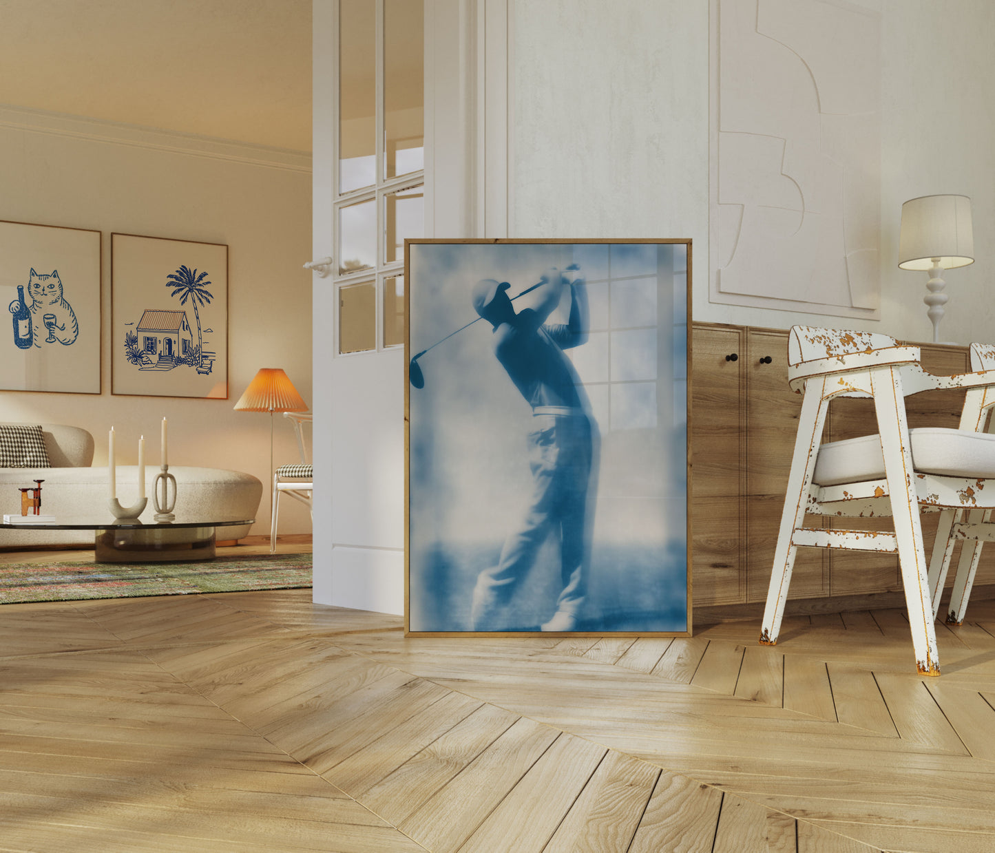 Swing in Blue Golfer Poster