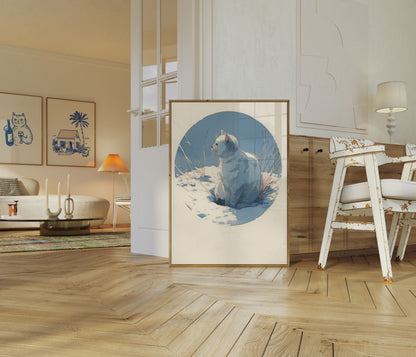 Winterkatze im Schnee Poster