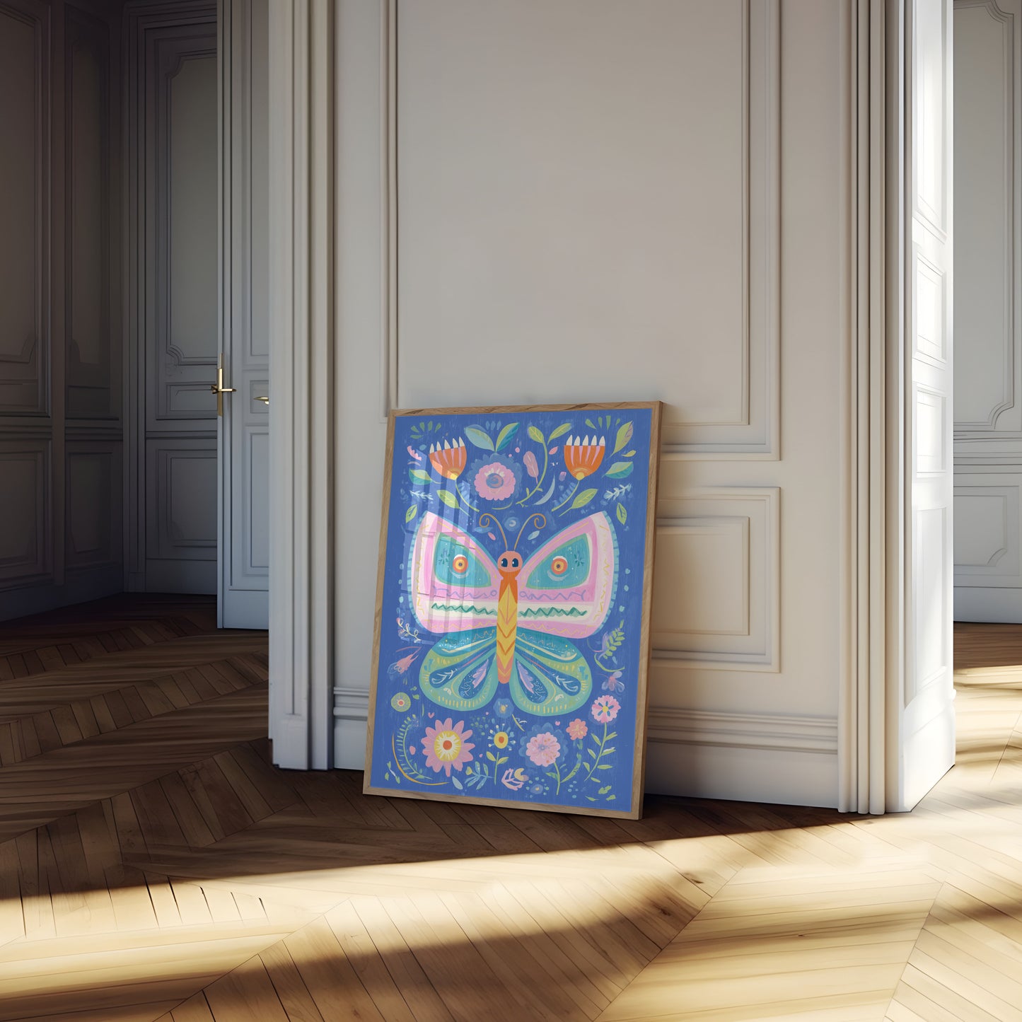 Fargerik Sommerfugl Hage Plakat