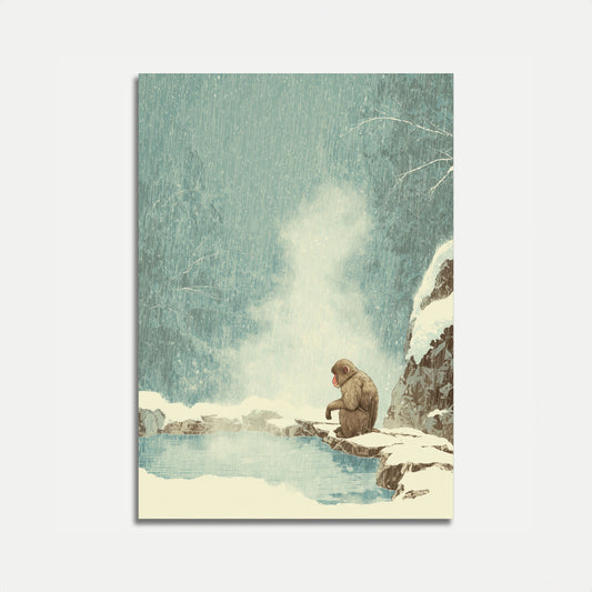 Monkey in Snowy Mountains Poster