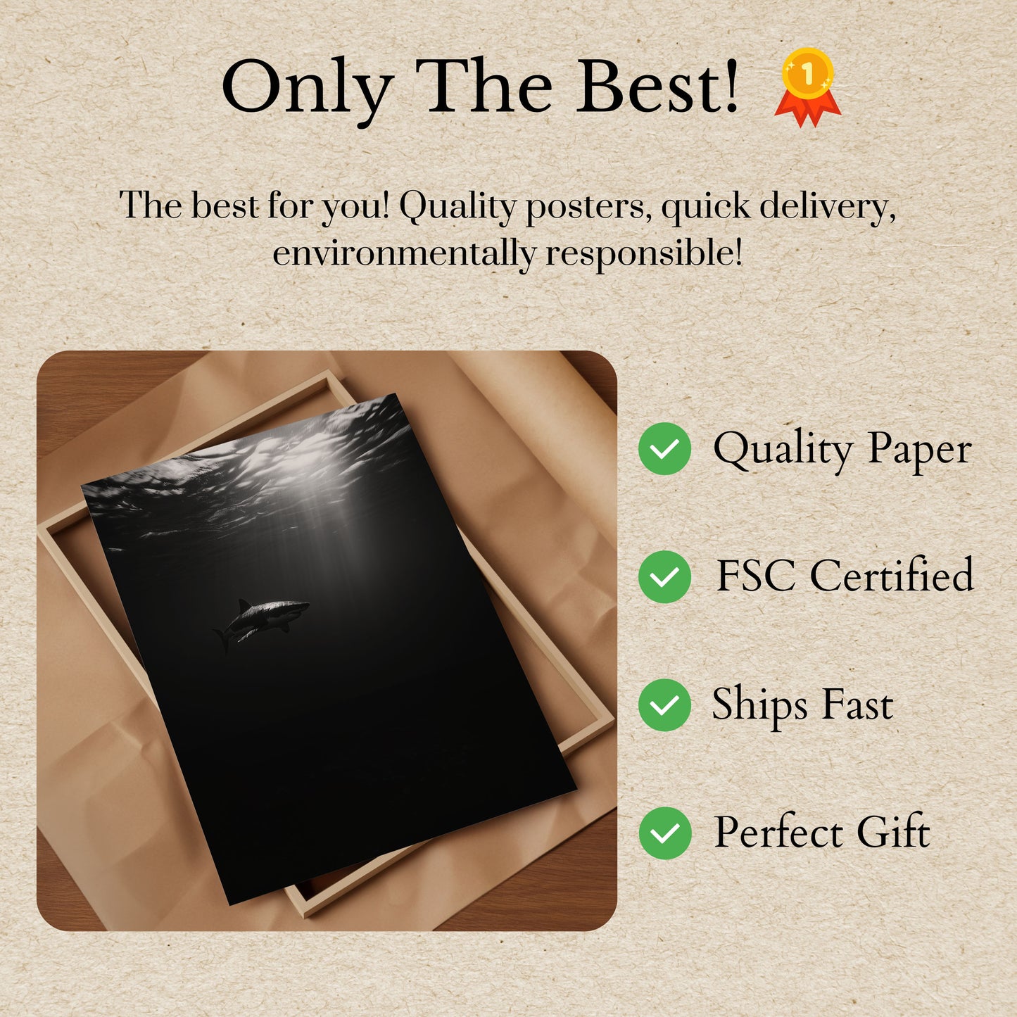 Underwater Predator Silhouette Poster