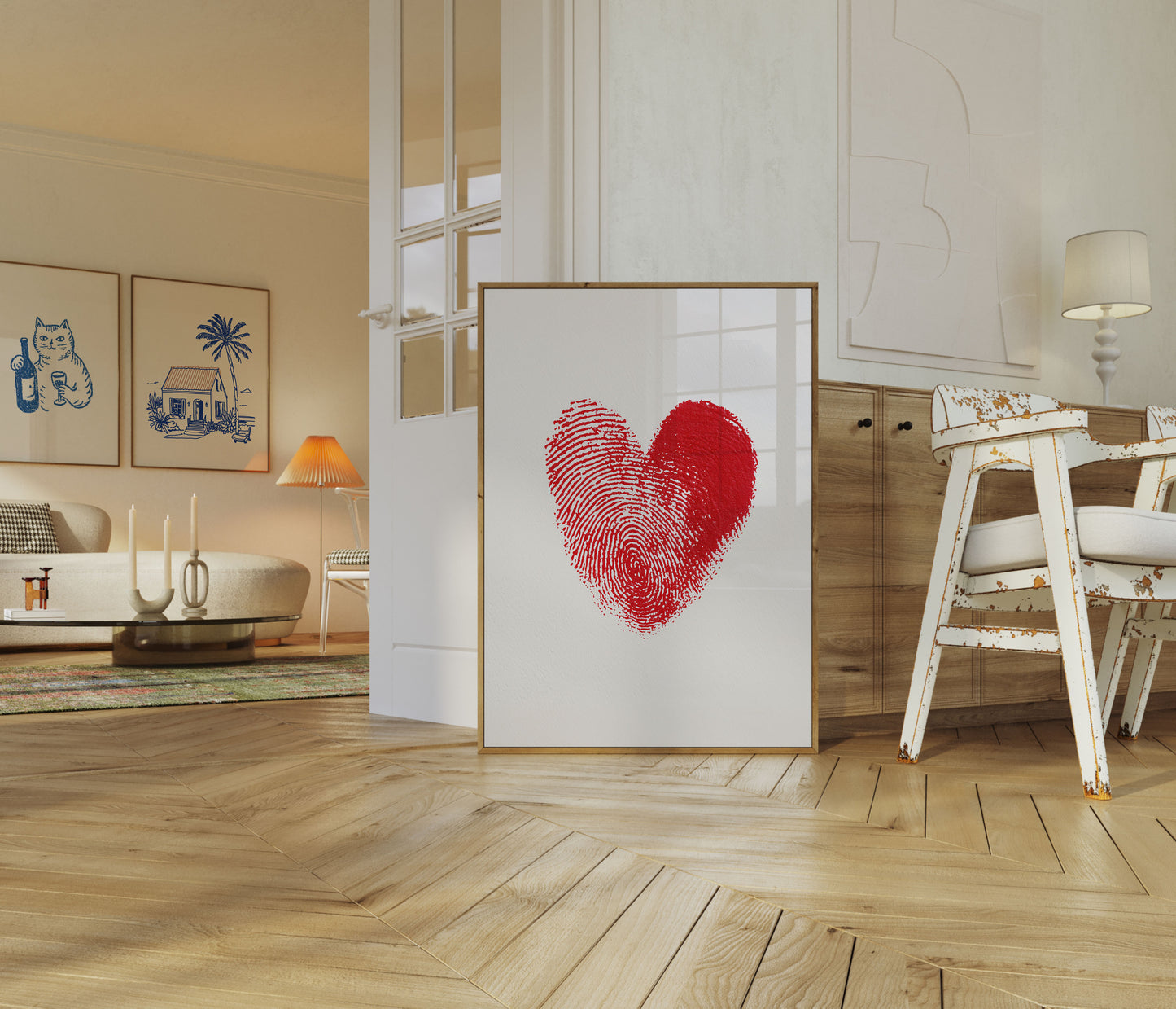 Fingerprint Heart Love Poster