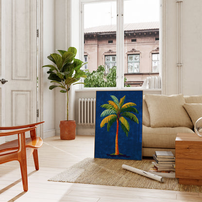 Tropische Palme gegen blauen Hintergrund Poster
