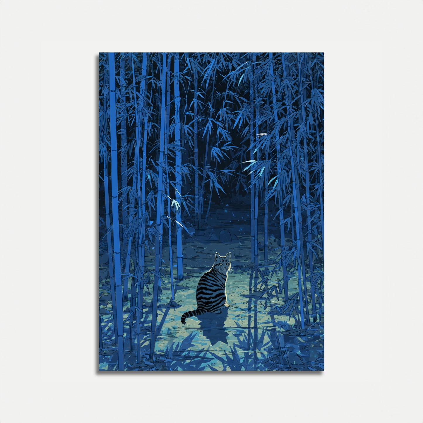 Striped Cat in Bamboo Forest Poster