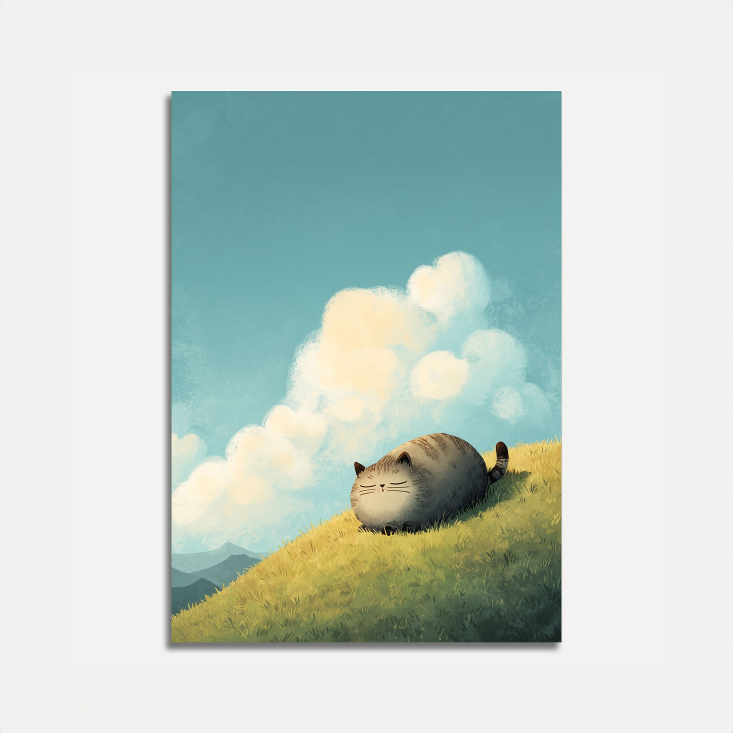 Peaceful Cat on Hillside Poster