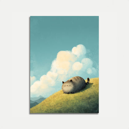 Peaceful Cat on Hillside Poster