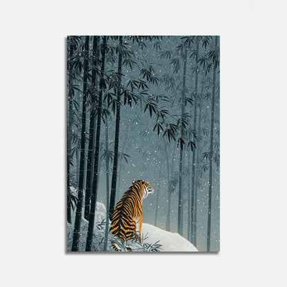 Tiger in Snowy Bamboo Forest Poster