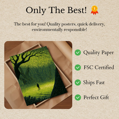 Solitary Figure in Enchanted Forest Poster