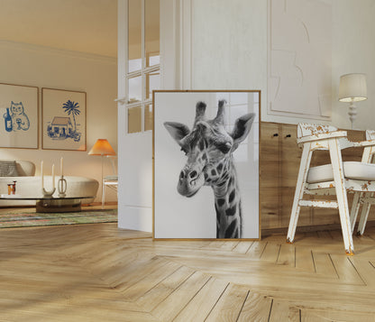 Elegant Giraffe Black and White Poster