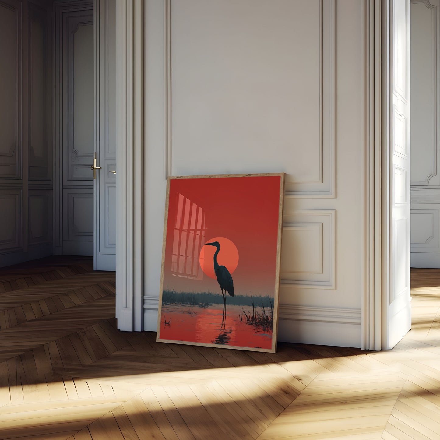 Heron at Sunset Poster