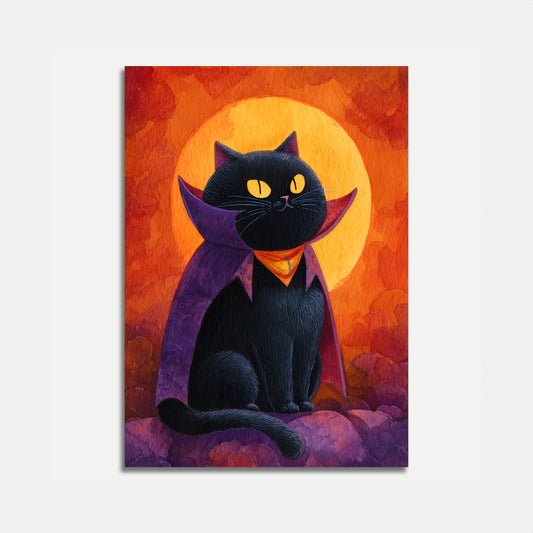 Vampire Cat Under Moon Poster