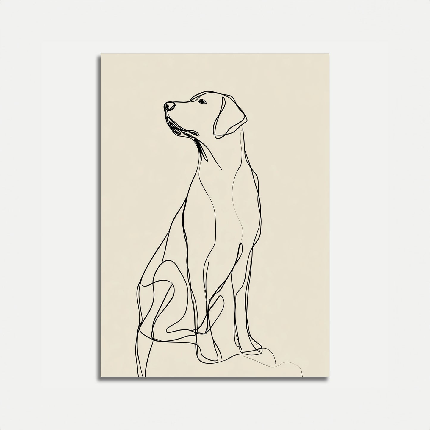 Affiche Art Linéaire Chien Assis