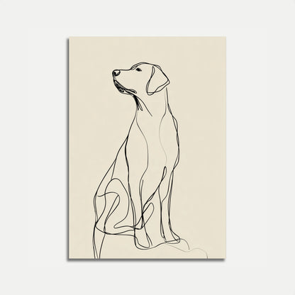 Affiche Art Linéaire Chien Assis