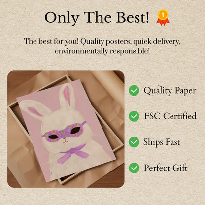 Cute Bunny Cool Glasses Poster