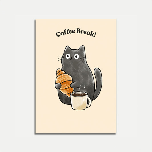 Cute Cat Coffee Break Poster