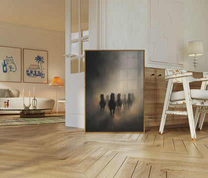 Horses Running Through Dust Poster