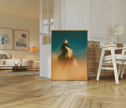 Cowboy in Desert Dust Poster