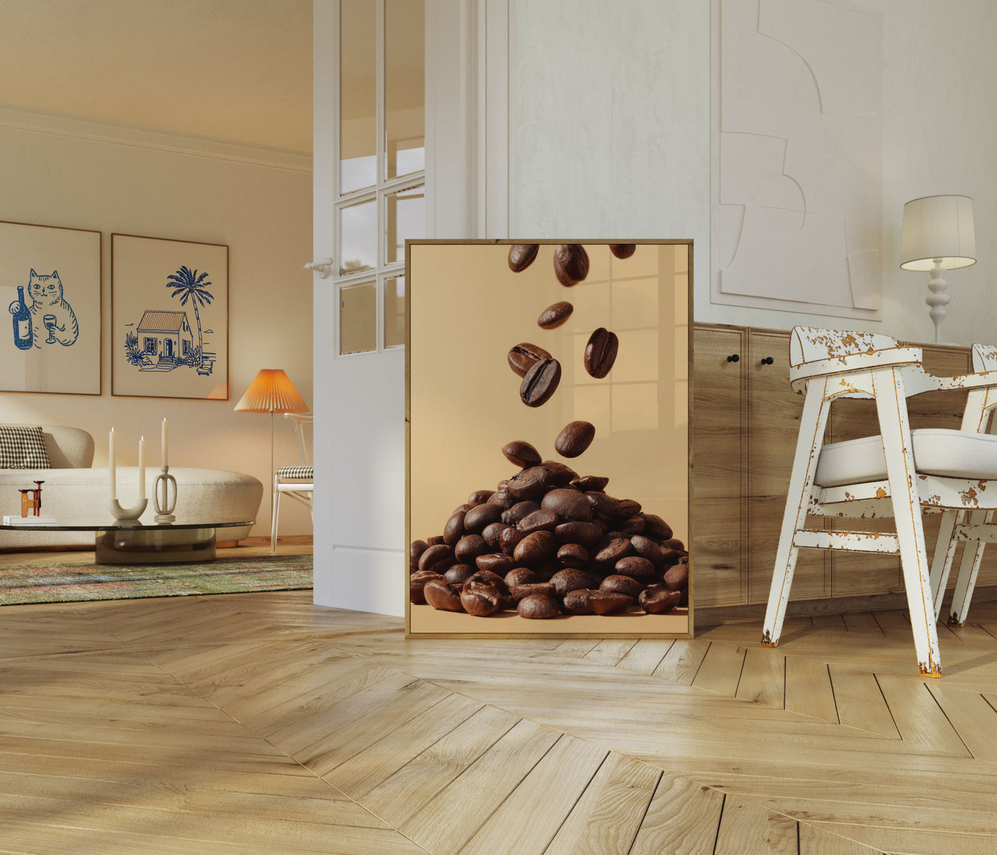 Falling Coffee Beans Poster