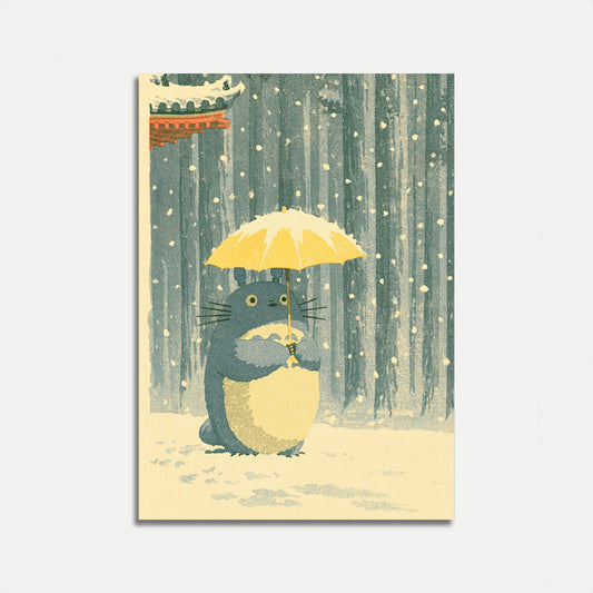 Pôster Gato com Guarda-chuva Amarelo