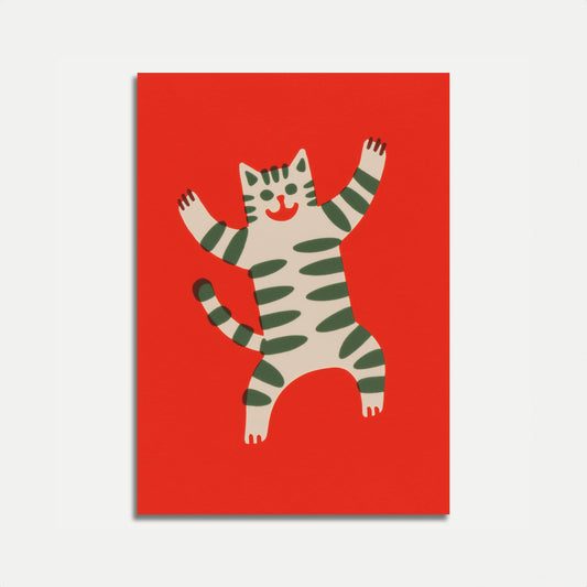 Glückliche gestreifte Katze Poster