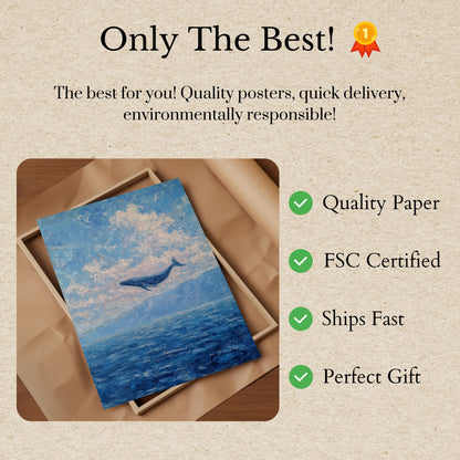 Sky Whale Blue Ocean Poster