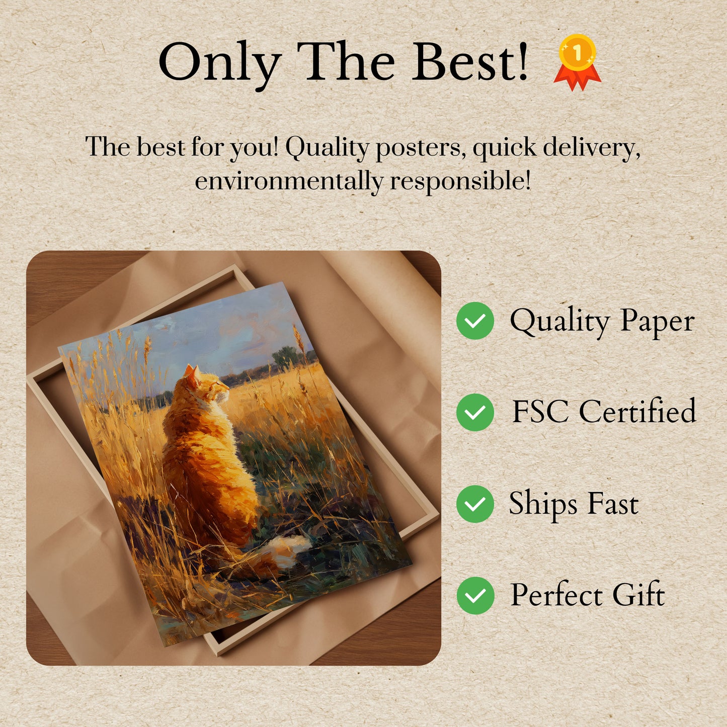 Orange Cat in Wheat Field Poster