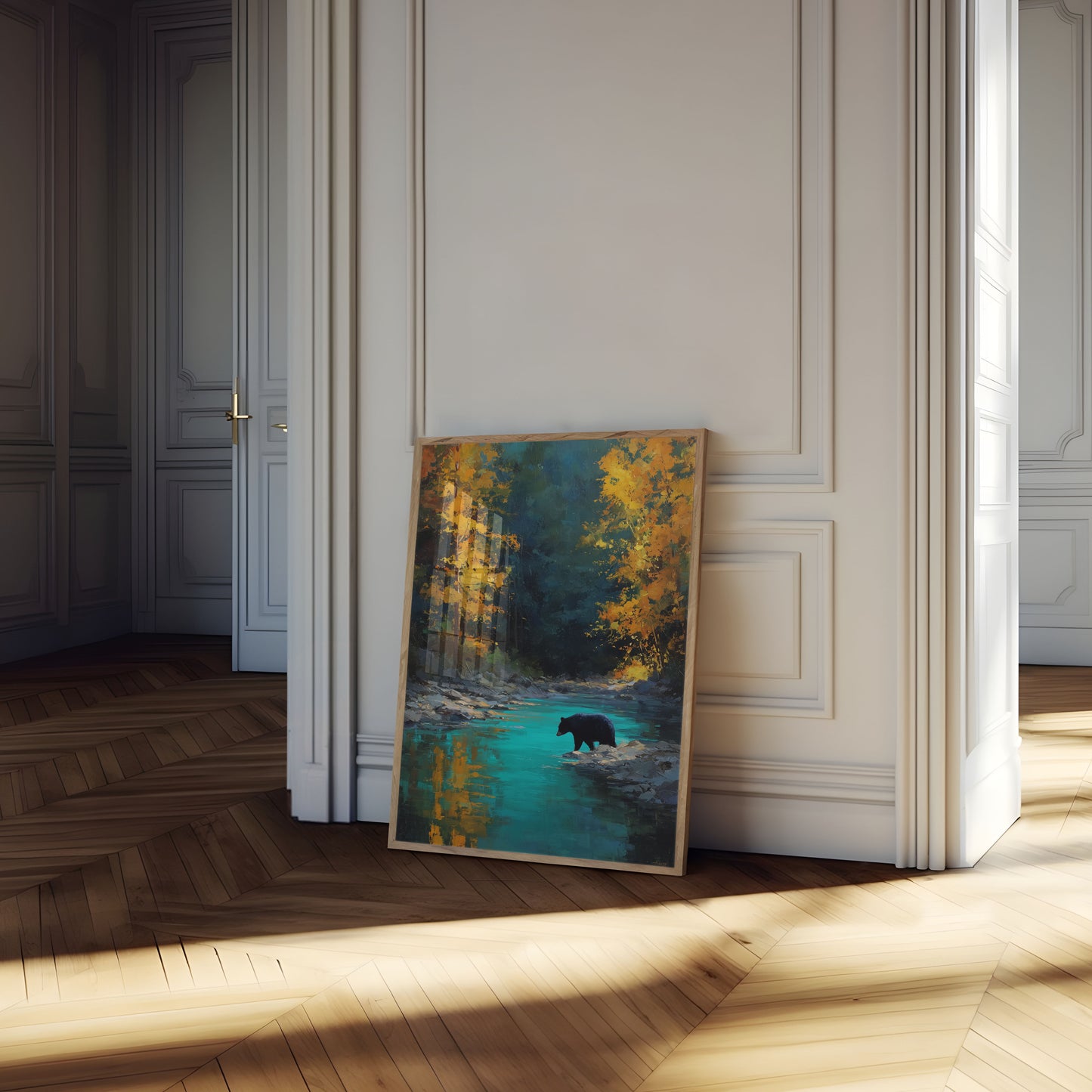 Oso junto al Arroyo Turquesa Póster