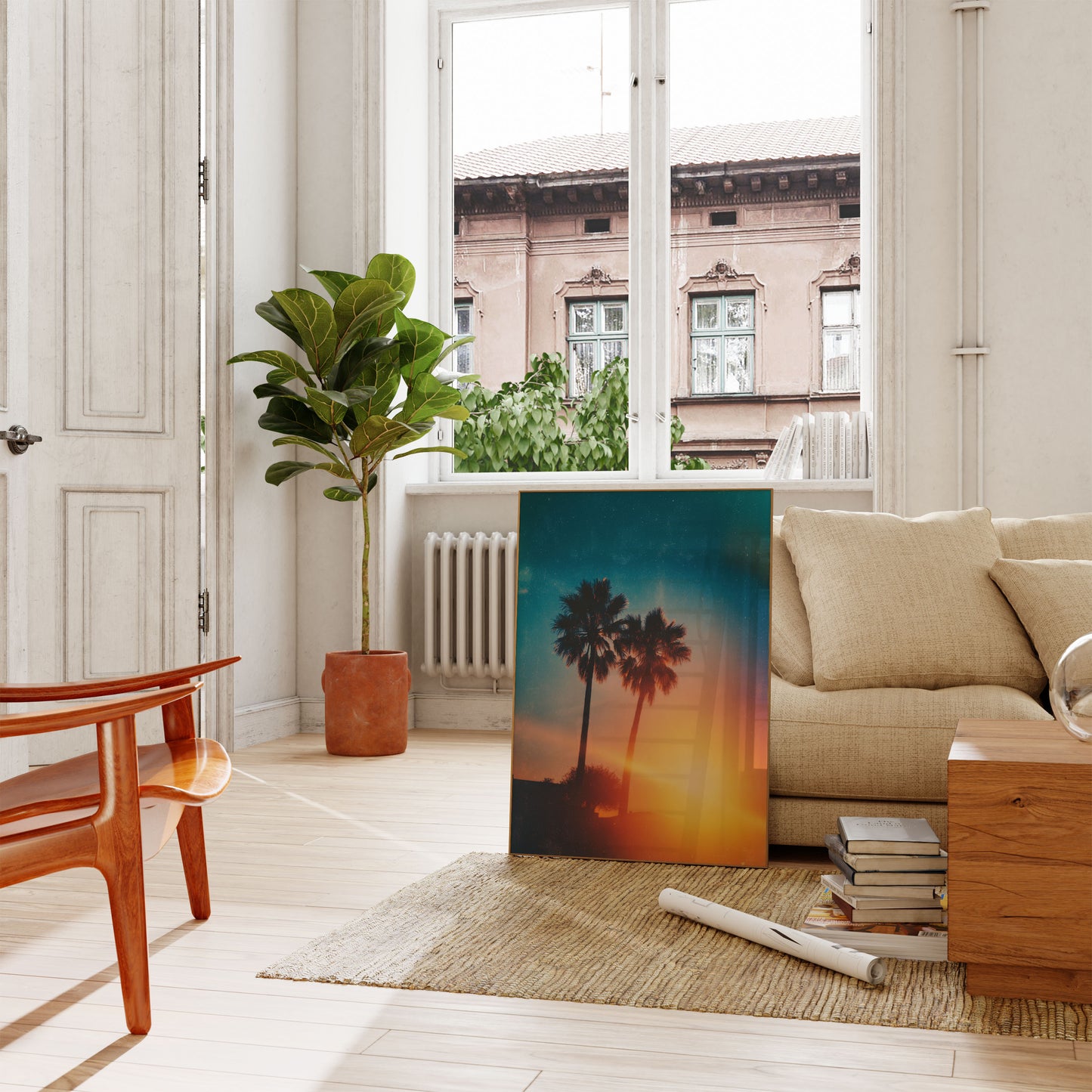 Tropical Sunset Palm Trees Poster