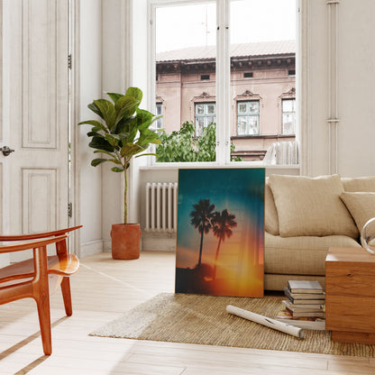 Tropical Sunset Palm Trees Poster