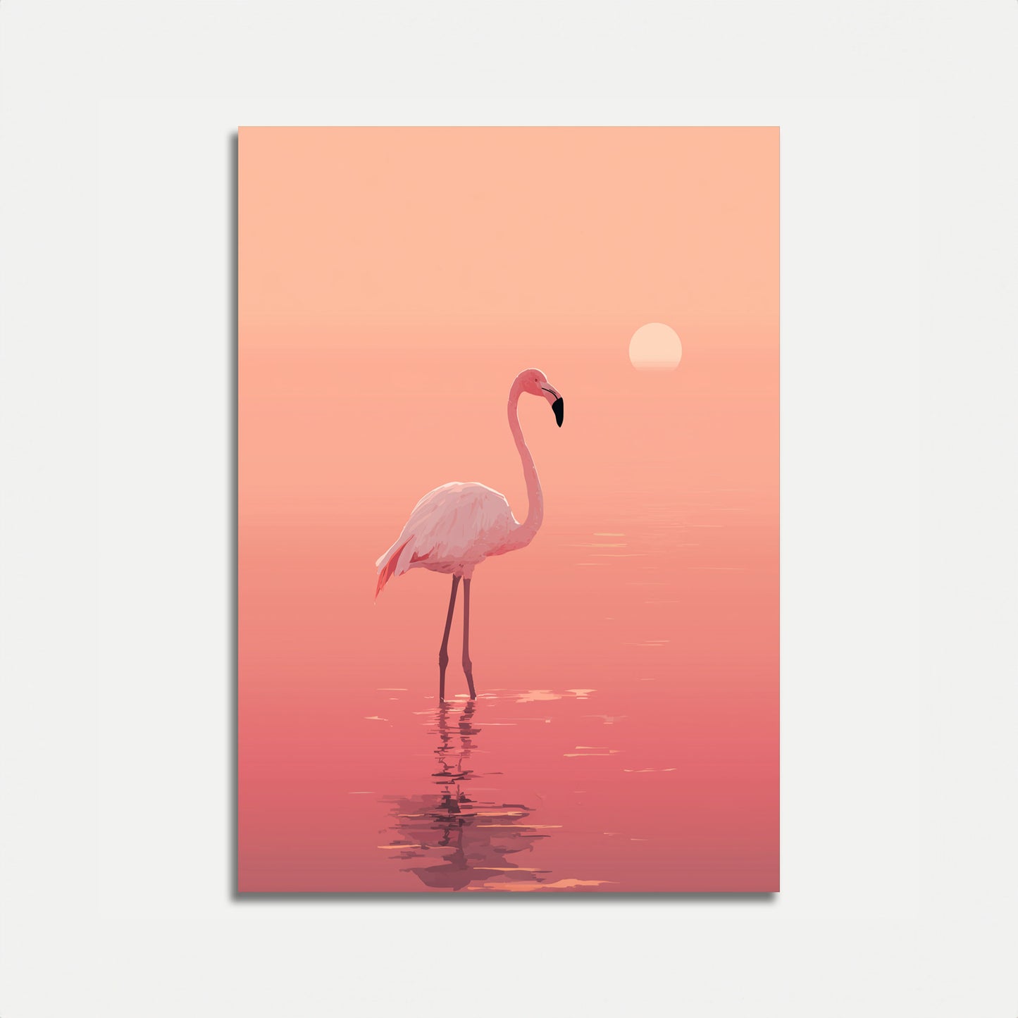 Roze Flamingo Zonsondergang Poster
