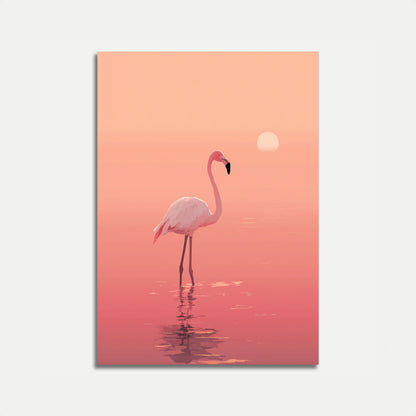 Roze Flamingo Zonsondergang Poster