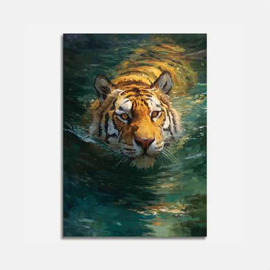 Tiger Swimming in Water Poster