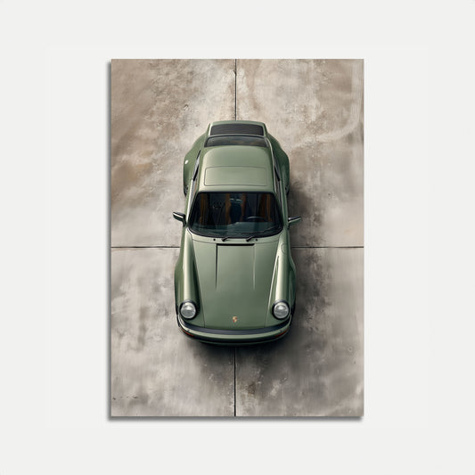 Vintage Grønn Porsche Klassisk Plakat