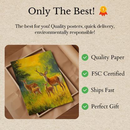 Golden Hour Deer Family Poster