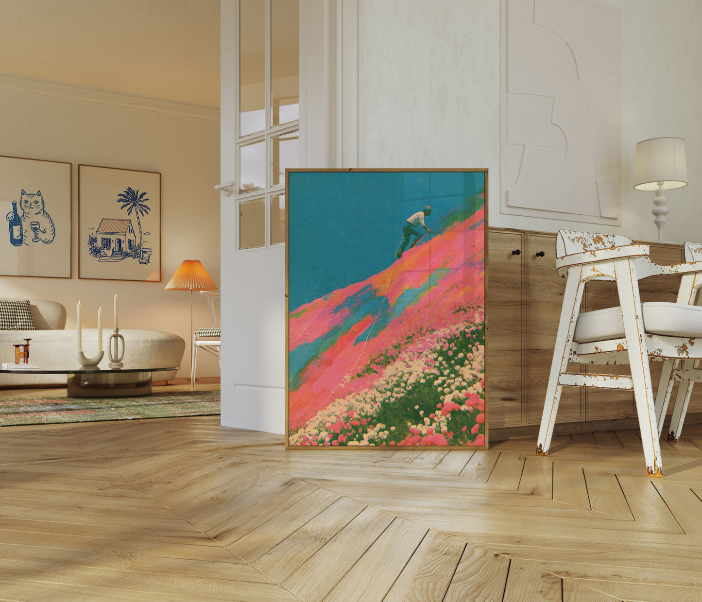 Scalatore su Poster Montagna Colorata