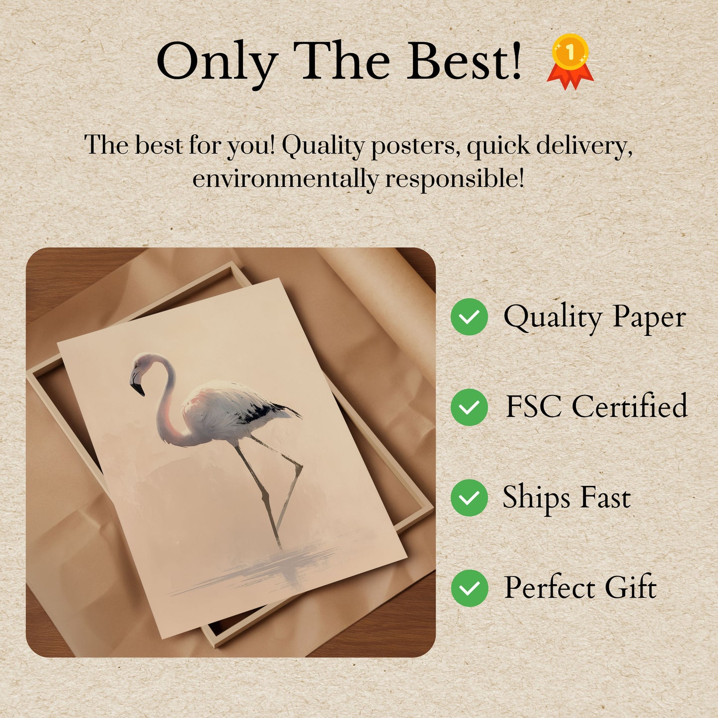 Elegant Flamingo in Mist Poster